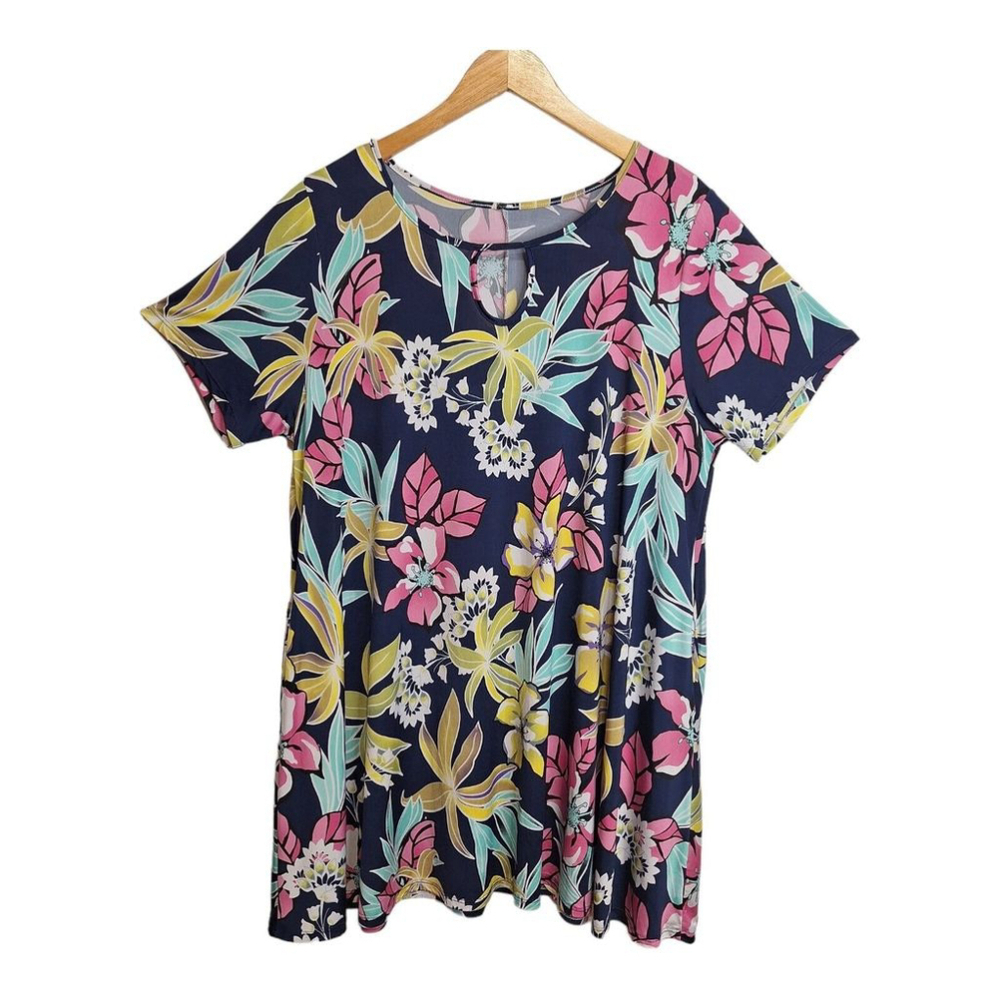 Womens Plus Size Stretchy Pullover‎ Top Asymmetrical Keyhole Neckline Unbranded
